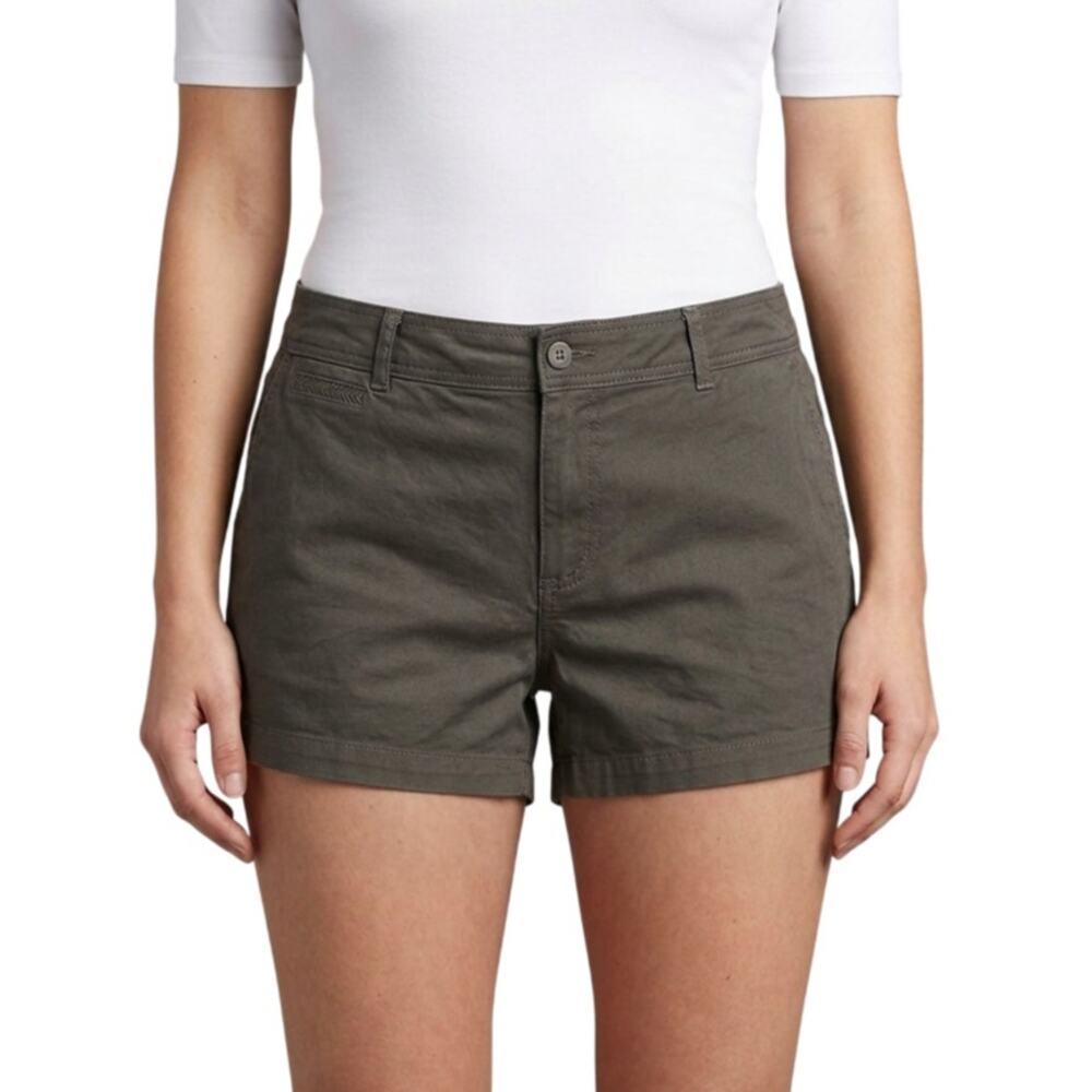 Market & Spruce Chino Shorts Gray Cotton Stretch Women 24W NWT